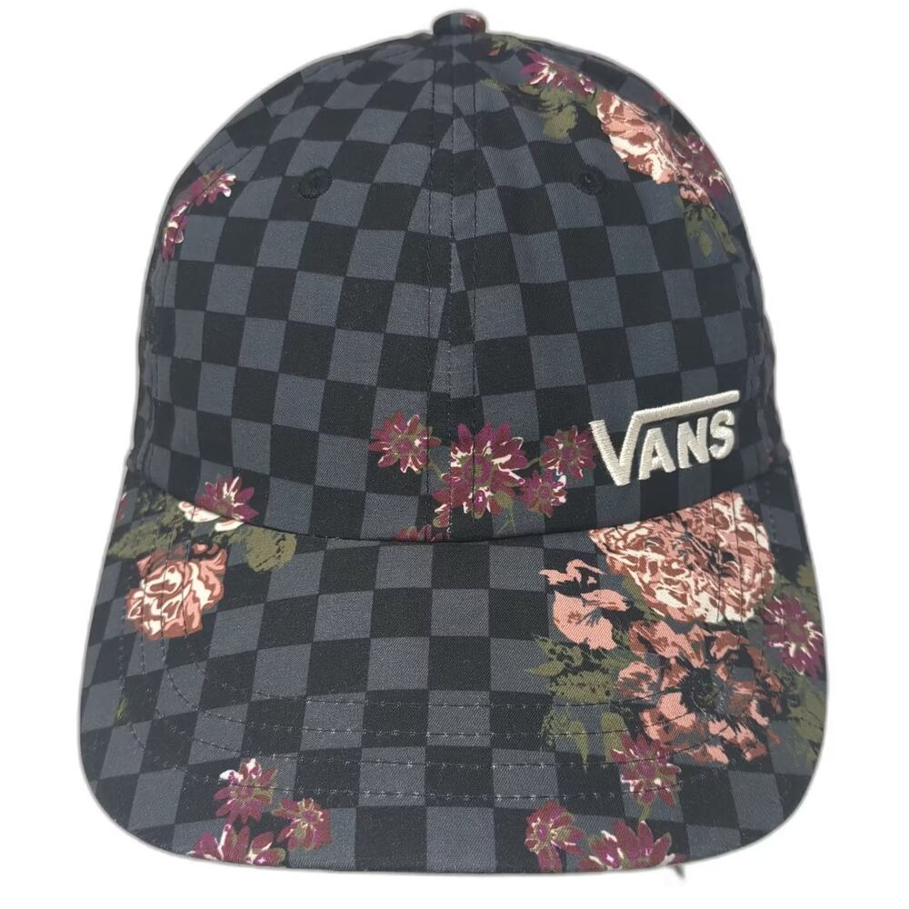 Vans Black & Gray Checkerboard Floral Baseball Cap